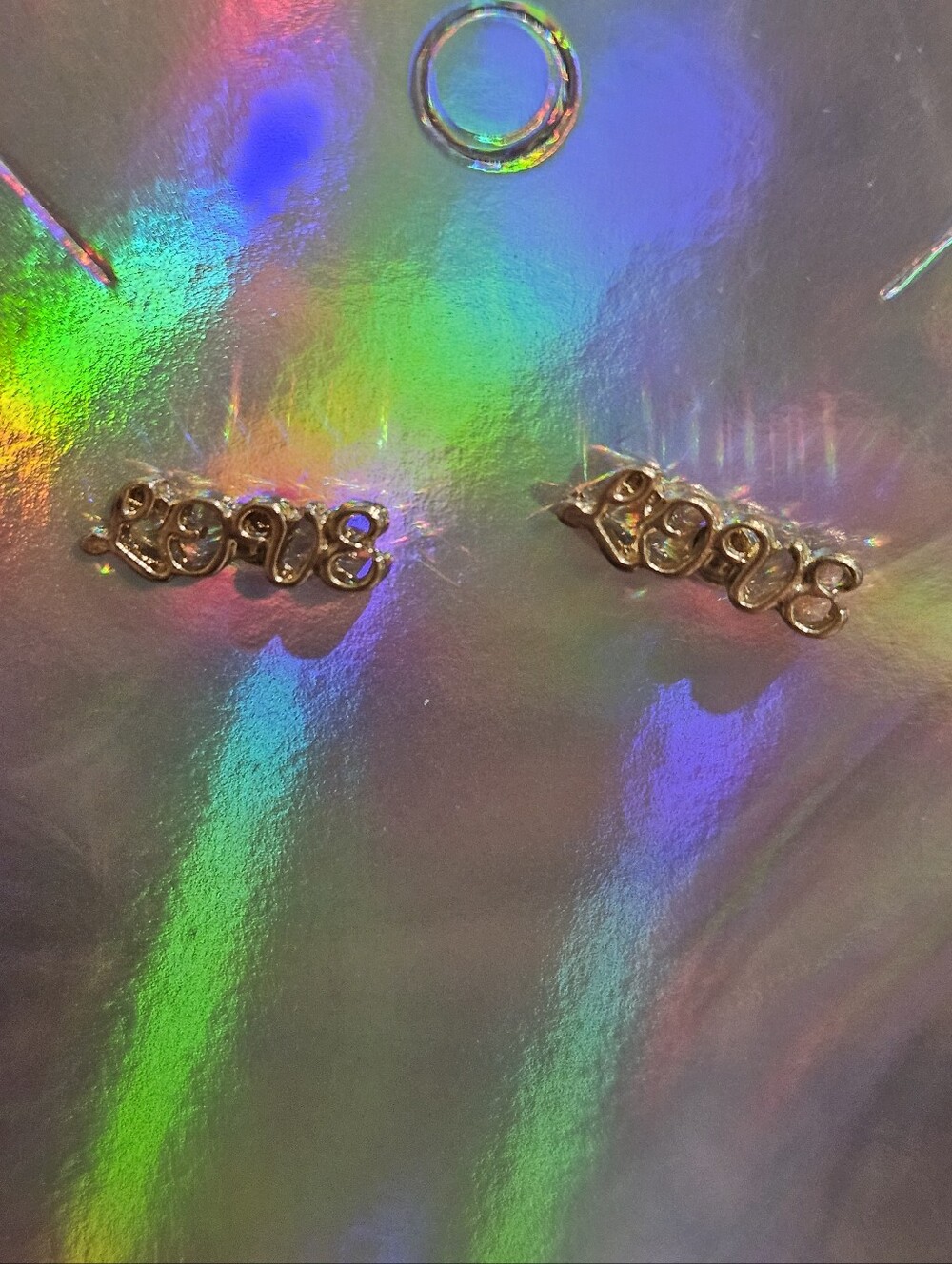 'Love' Script Stud Earrings - Gold Tone